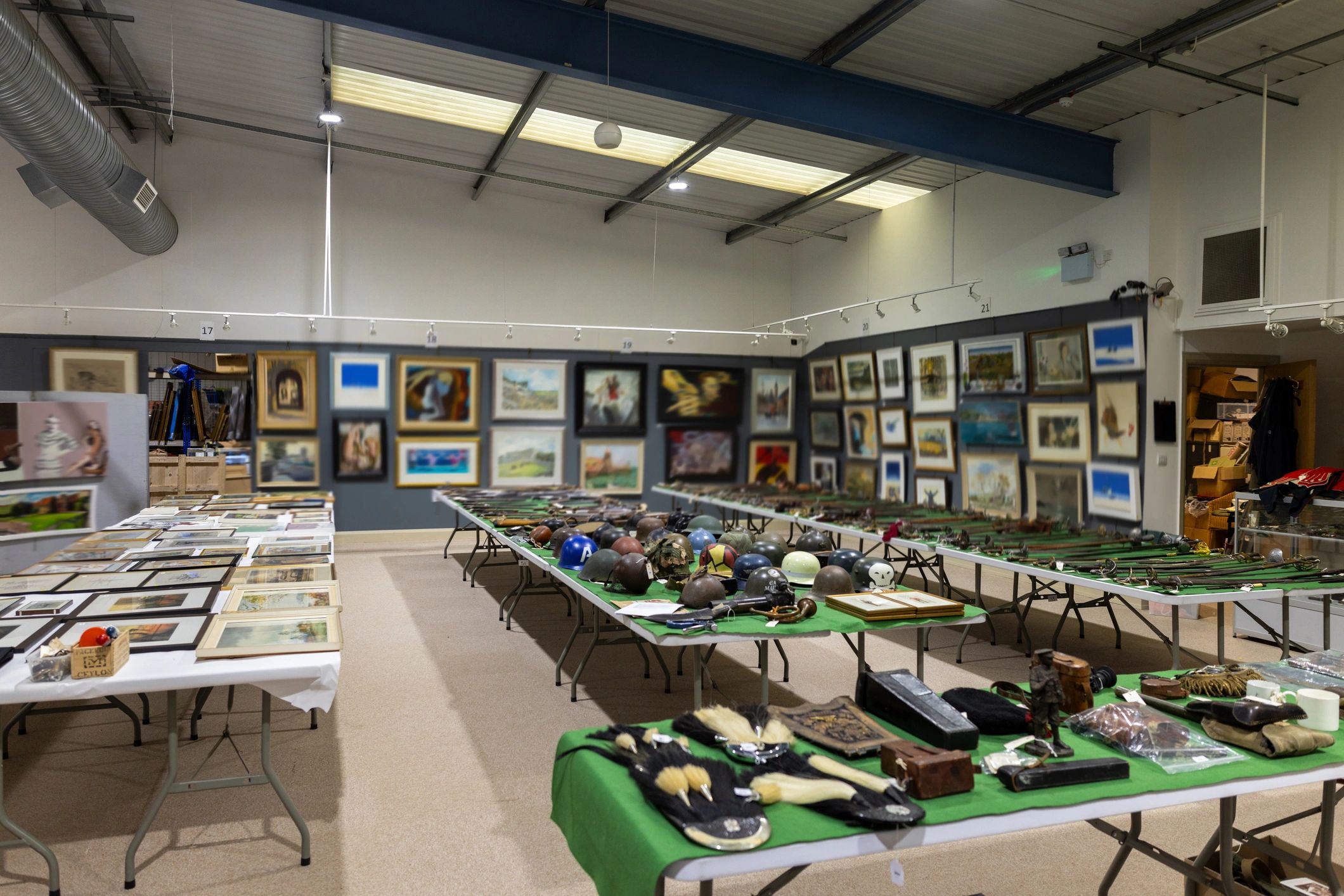 Room displaying collected artworks and objects